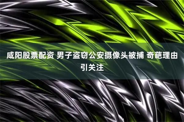 咸阳股票配资 男子盗窃公安摄像头被捕 奇葩理由引关注