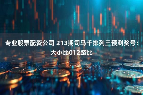 专业股票配资公司 213期司马千排列三预测奖号：大小比012路比